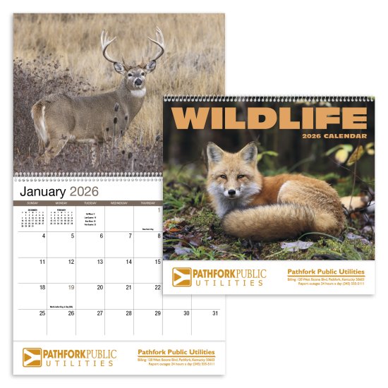 (image for) Wildlife 13-Month Full-Size Spiral Wall Calendar- #403