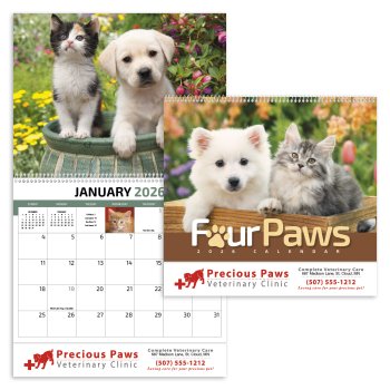 (image for) Four Paws 13-Month Full-Size Spiral Wall Calendar- #410