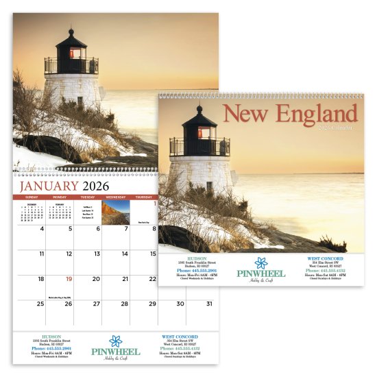 (image for) New England 13-Month Full-Size Spiral Wall Calendar- #412