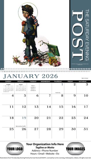 (image for) Saturday Evening Post 13-Month Full Size Spiral Wall Calendar- #419