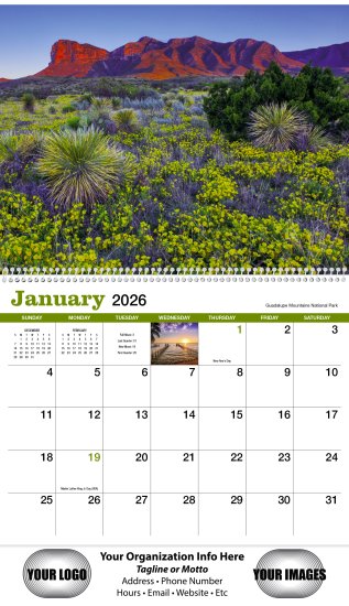 (image for) Texas 13-Month Full-Size Spiral Wall Calendar #436