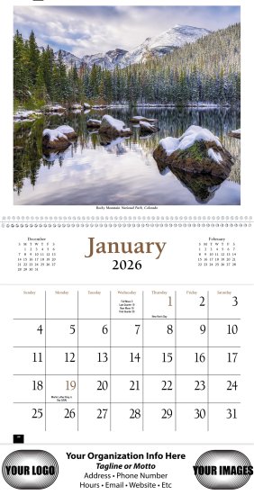 (image for) Twelve (12) Pocket- Scenic America Wall Calendar- # 504