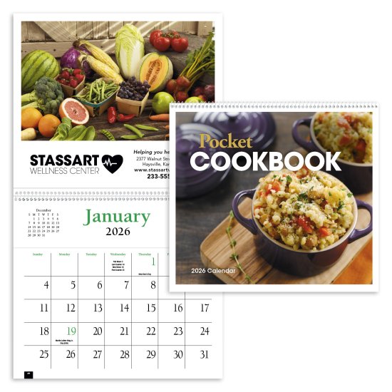 (image for) Twelve (12) Pocket- Cookbook Wall Calendar- # 524