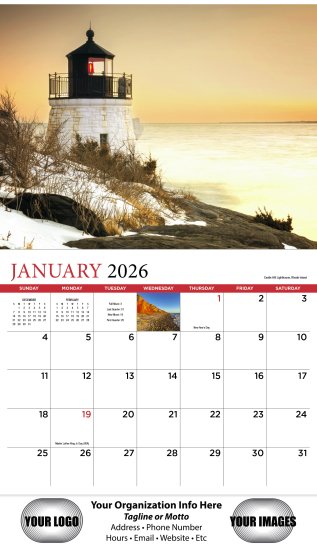 (image for) New England 13-Month Full-Size Wall Calendar- #812