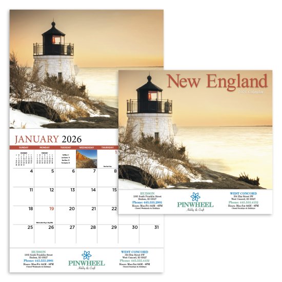 (image for) New England 13-Month Full-Size Wall Calendar- #812