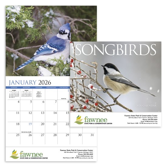 (image for) Nature's Songbirds 13-Month Full-Size Wall Calendar #875