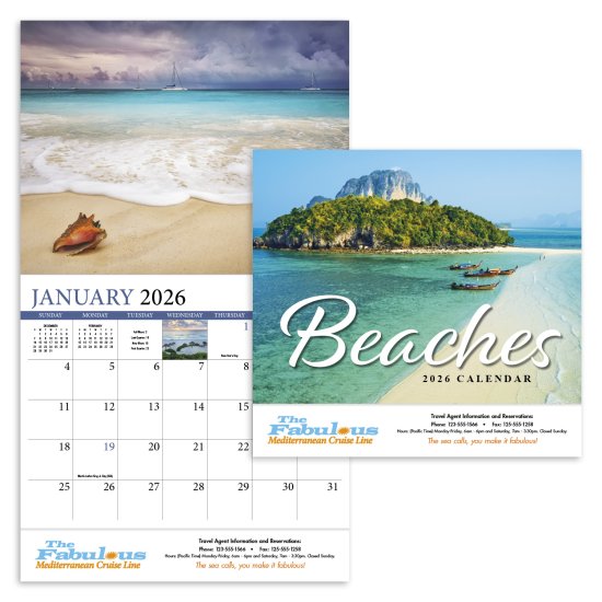 (image for) Beaches 13 Month Full-size Wall Calendar- #889