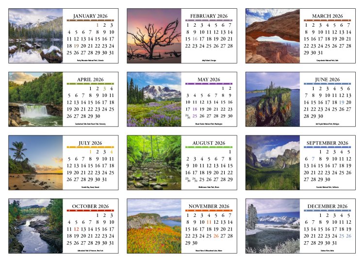 (image for) Scenic America Easel Desk Calendar- #982