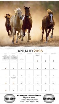 (image for) Horses 12 Month Wall Calendar - Style #1052