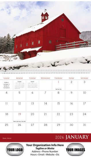 (image for) Scenic Barns 12-Month Wall Calendar- # 1700