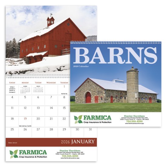 (image for) Scenic Barns 12-Month Wall Calendar- # 1700