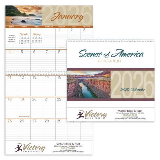 (image for) Scenes of America Big Block Memo Wall Calendar- # 1701
