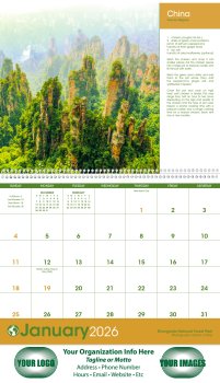 (image for) World Scenic Wall Calendar- with Recipes # 1704 NEW ITEM FOR 2025!! 