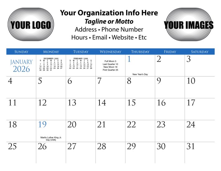 (image for) Custom Full Color 12 Month Full Size Spiral Version- #CUST350