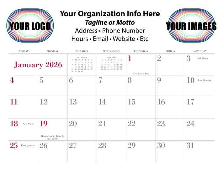 (image for) Custom Full Color 12 Month Full Size-Stapled Version- #CUST360