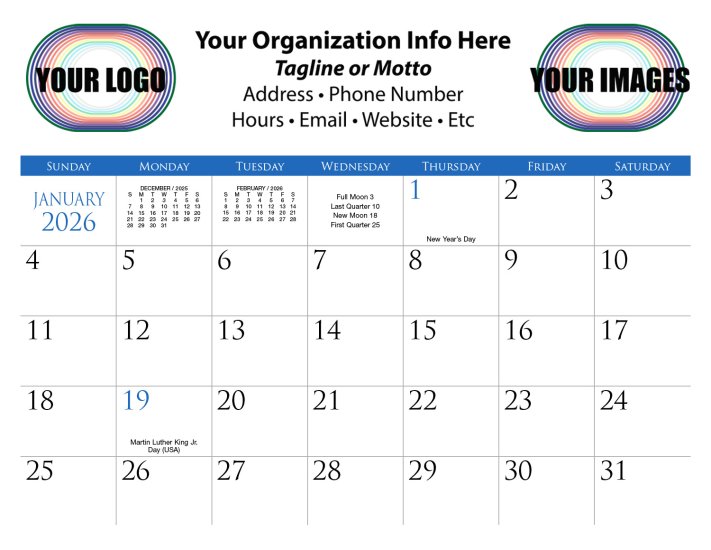 (image for) Custom Full Color 12 Month Full Size-Stapled Version- #CUST360