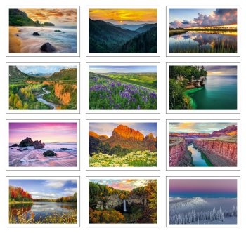 (image for) Twelve (12) Pocket- Beautiful America Wall Calendar- # 4150