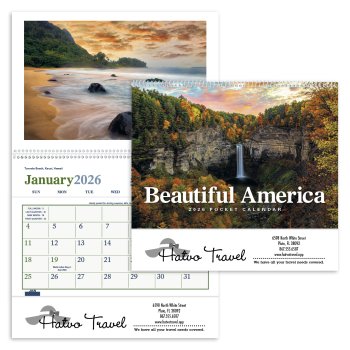(image for) Twelve (12) Pocket- Beautiful America Wall Calendar- # 4150