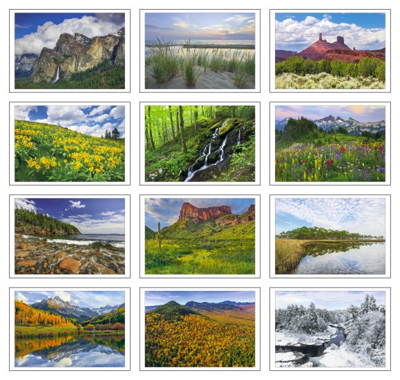 (image for) Twelve (12) Pocket American Splendor Wall Calendar - #4152