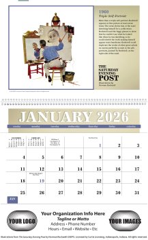 (image for) Twelve (12) Pocket-Saturday Evening Post Illustrations by Norman Rockwell Wall Calendar- # 4156