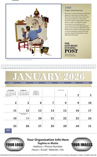 (image for) Twelve (12) Pocket-Saturday Evening Post Illustrations by Norman Rockwell Wall Calendar- # 4156
