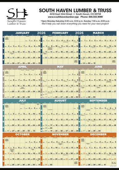 (image for) Non-Laminated Time Management Span-A-Year Large Multi-Color- # 6251 Guaranteed Stock 