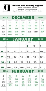 (image for) Three Month Green & Black Wall Planner- #6600