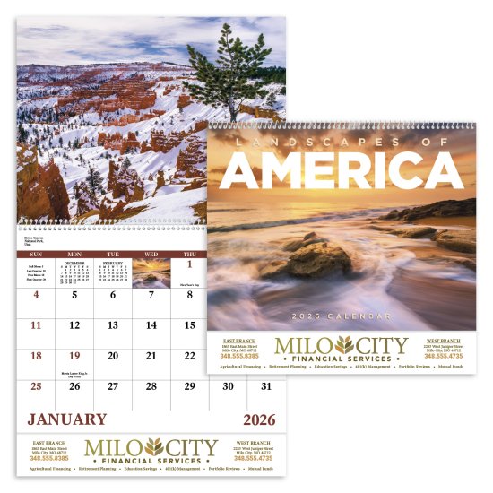 (image for) Landscapes of America Wall Calendar - Spiral #7001