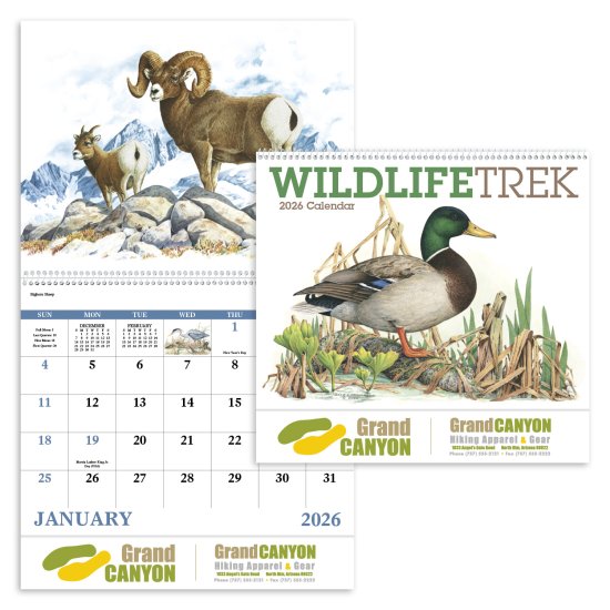 (image for) Wildlife Trek Wall Calendar Spiral Binding #7003