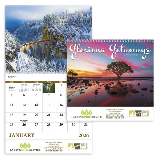 (image for) Glorious Getaways Wall Calendar - Spiral Bound #7025