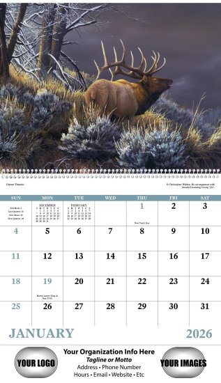 (image for) Wildlife Canvas- Spiral Bound Wall Calendar- #7038