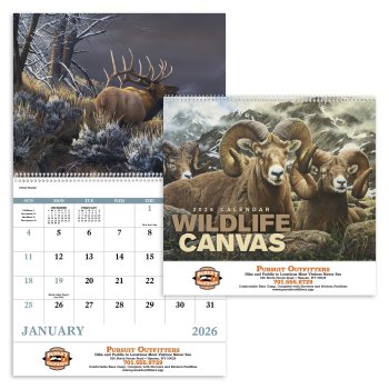 (image for) Wildlife Canvas- Spiral Bound Wall Calendar- #7038