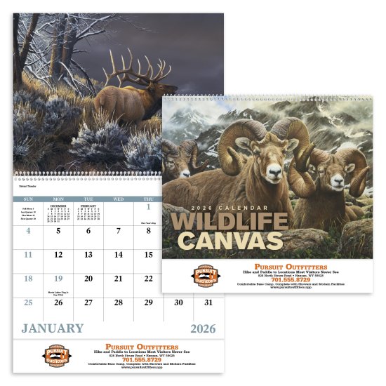 (image for) Wildlife Canvas- Spiral Bound Wall Calendar- #7038