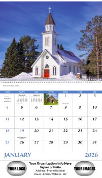 (image for) Scenic Churches Wall Calendar Spiral Binding #7045