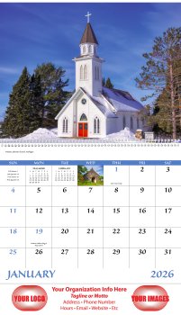 (image for) Scenic Churches Wall Calendar Spiral Binding #7045