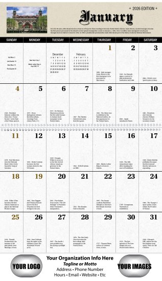 (image for) Big Block Daily History- Spiral Bound Calendar- #7052  Celebrating 250 Years!! 