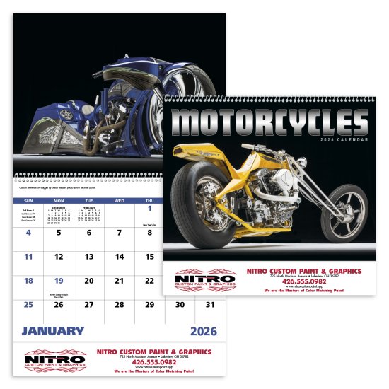 (image for) Motorcycles- Spiral Bound Wall Calendar - #7056