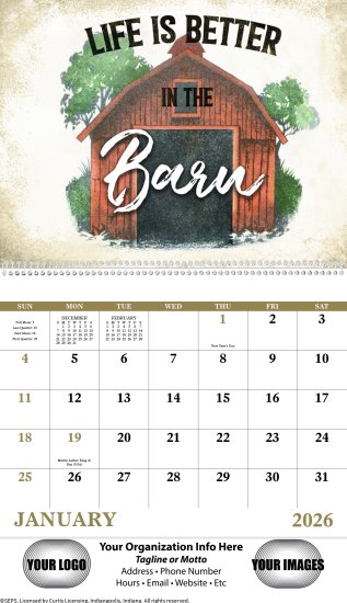(image for) Country Days Wall Calendars - Spiral #7066 NEW ITEM FOR 2025!! 