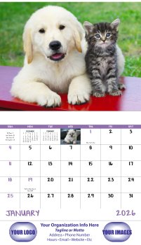(image for) Puppies & Kittens Stapled Wall Calendar- #7207