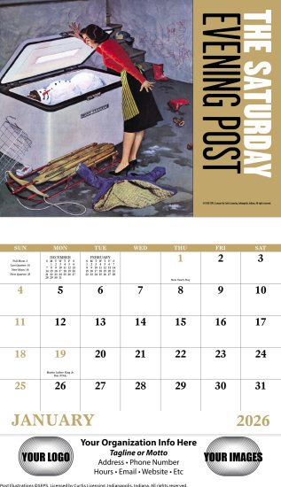 (image for) Saturday Evening Post Wall Calendar- Stapled #7209