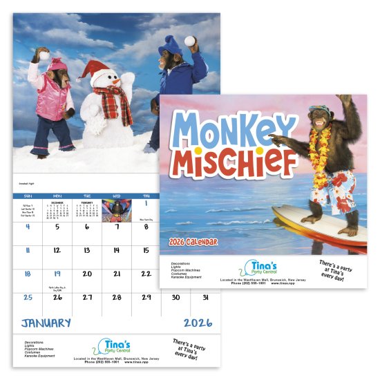 (image for) Monkey Mischief Stapled Wall Calendar #7233