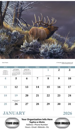 (image for) Wildlife Canvas- Stapled Wall Calendar- #7238