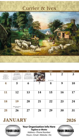 (image for) Currier & Ives Wall Calendar - Stapled #7241