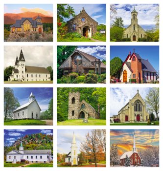 (image for) Scenic Churches Stapled Wall Calendar #7245