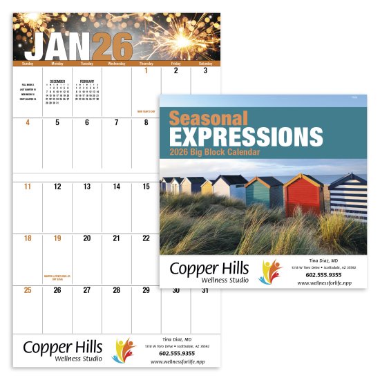 (image for) Big Block Seasonal Expressions- Stapled Wall Calendar - #7250  New for 2025! 