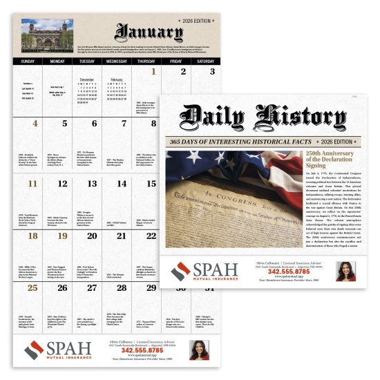 (image for) Big Block Daily History- Stapled Wall Calendar - #7252  Celebrating 250 Years!! 