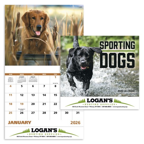 (image for) Sporting Dogs Stapled Wall Calendar #7290 NEW ITEM FOR 2025!! 
