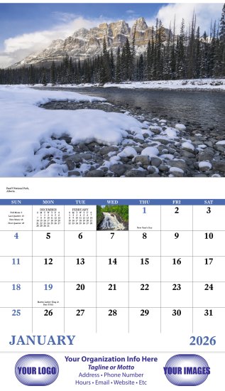 (image for) Canadian Scenic Wall Calendar - Stapled #7302
