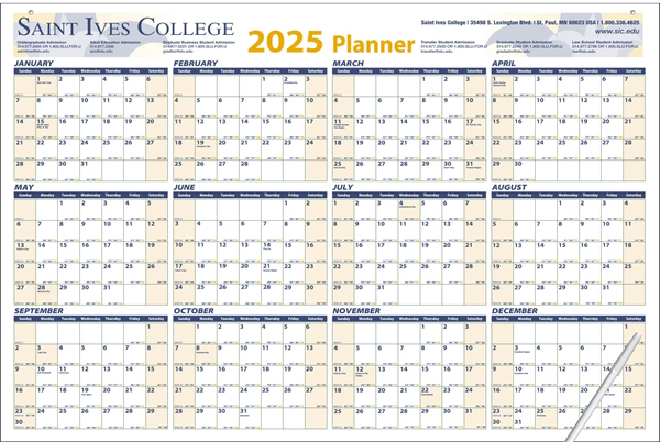 (image for) Year-in-View® 2-Color Laminated Horizontal Planner #3091 NEW ITEM FOR 2025!! 
